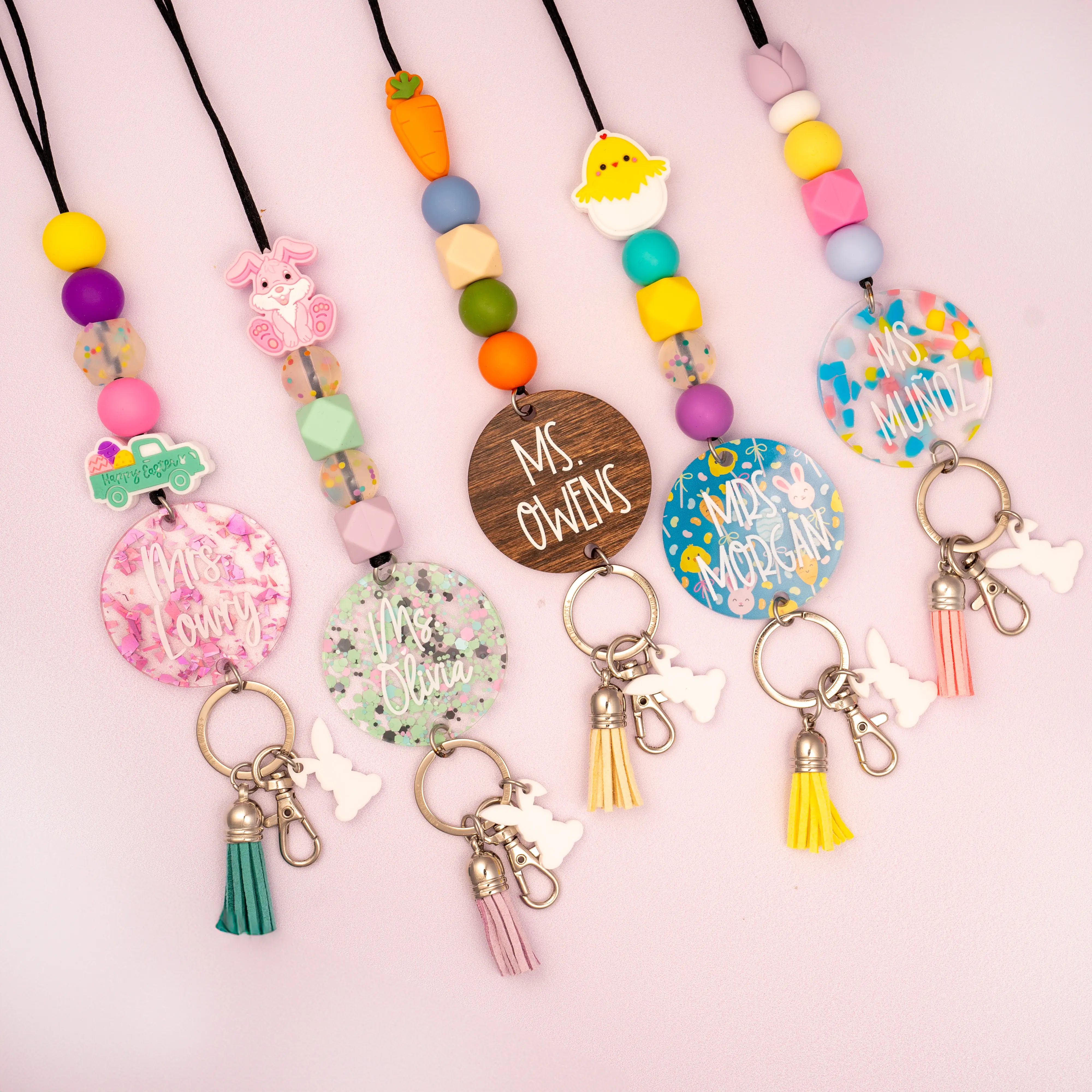 Personalized Easter Teacher Lanyards - Great for ID Badges & Keys - Extremely Durable, Cute, & Stylish - Affordable Teacher Gift