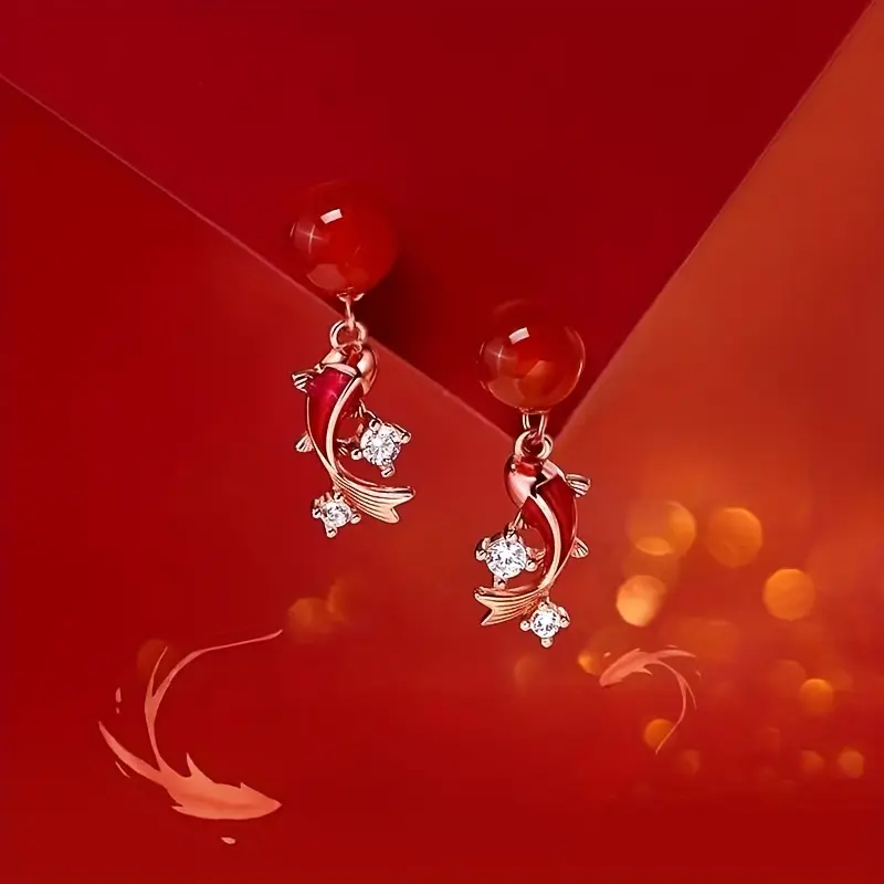 Koi pattern earrings, simple style earrings. Fashionable and classic earrings for women, suitable for birthday gifts, holiday gifts, Valentine's Day gifts and meet and greet gifts, suitable for daily wear