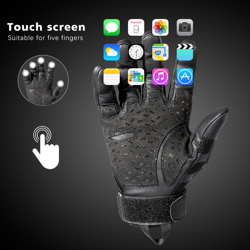 MVPTOO Outdoor Sports Gloves, High Sensitivity Touch Screen Hrad Protective Shell PU Leather Tactical Working Motorcycle Mountaineering Training Gym Full Finger Gloves, Combat Hunting Cycling Motorbike Sports Gloves Outdoor Accessories Protective Gear