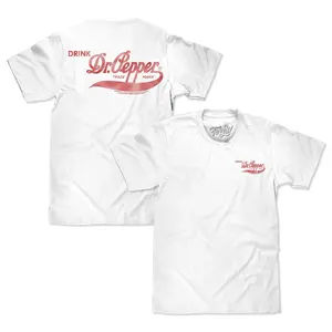 Dr Pepper Vintage Logot T-shirt - 2 Side - White - Size Choices Galore - Colorful Varieties - Variety Of Designs - Athleisure Wear - Universal Appeal Garments