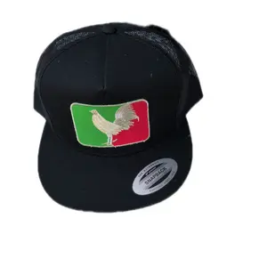 Black Snapback Hat with Rooster Emblem - Adjustable Trucker Cap for Men and Women