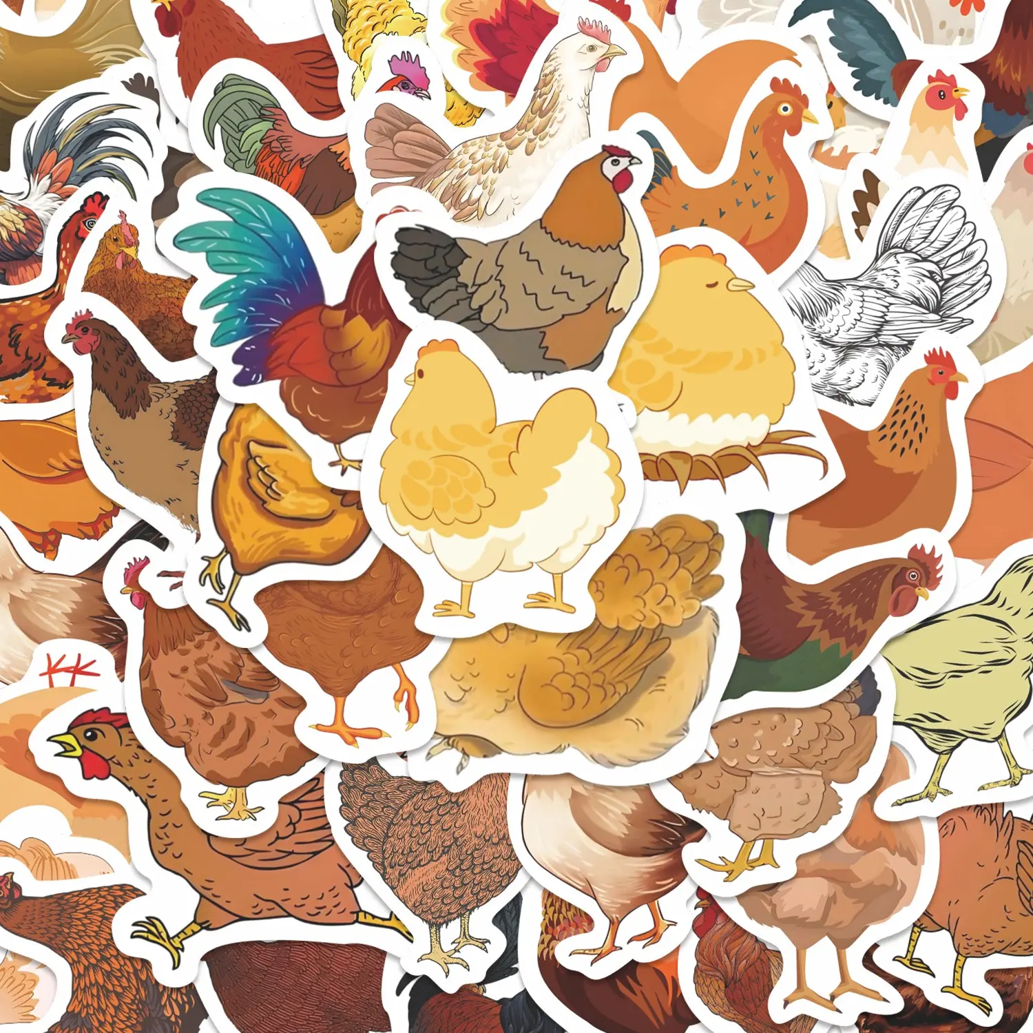 54pcs Vintage Farm Chicken Stickers Pack, Waterproof Rustic Poultry Decals for Laptop, Water Bottle, Journal & Scrapbook, Farm Lover Gift, Decorative Stickers, Art Stickers, Stickers for Scrapbooking, Sticker Sheets