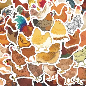 54pcs Vintage Farm Chicken Stickers Pack, Waterproof Rustic Poultry Decals for Laptop, Water Bottle, Journal & Scrapbook, Farm Lover Gift, Sticker Sheets