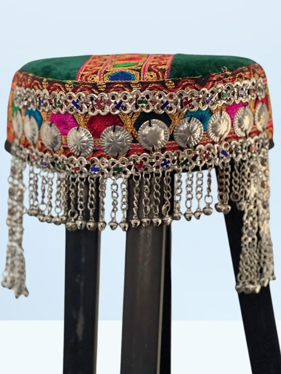 Afghan Traditional Women's Cap | Embroidered Kuchi Style Cultural Hat with Coin Tassels for Weddings & Eid