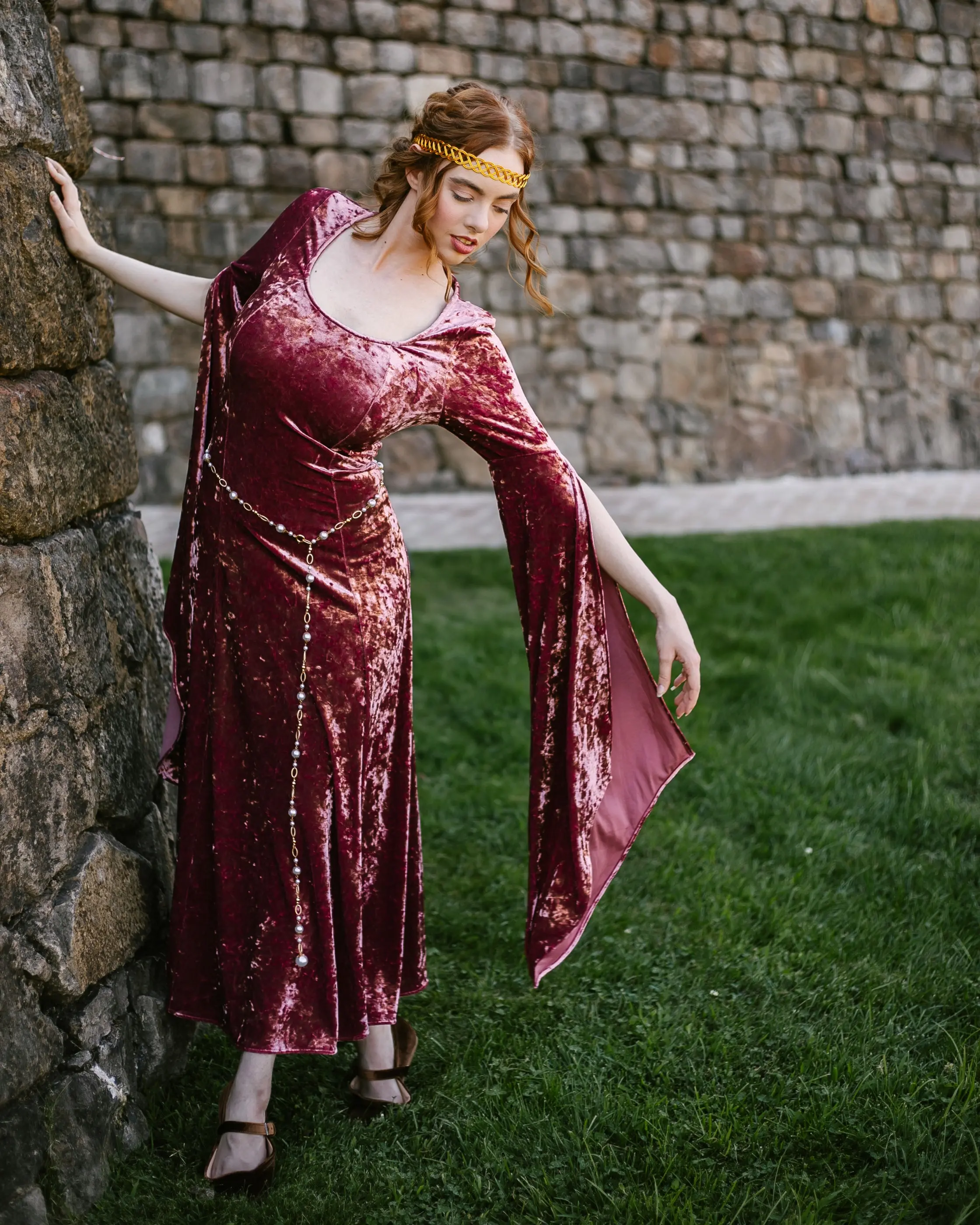 Stained Blackberry Velvet Bell Sleeve Dress - TikTok Shop