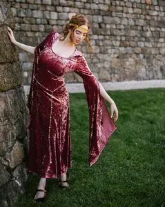 Stained Blackberry Velvet Bell Sleeve Dress