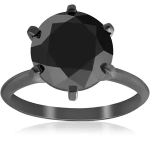 5 1/2ct Black Diamond Solitaire Engagement Ring 14k Black Gold
