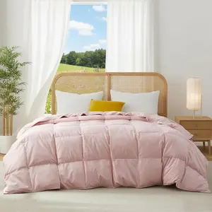 Goose Feathers Fiber Comforter - Lightweight Ultra Soft Fabric Cover Breathable White Down  Fill,   Size Duvet Insert (68" X 88")