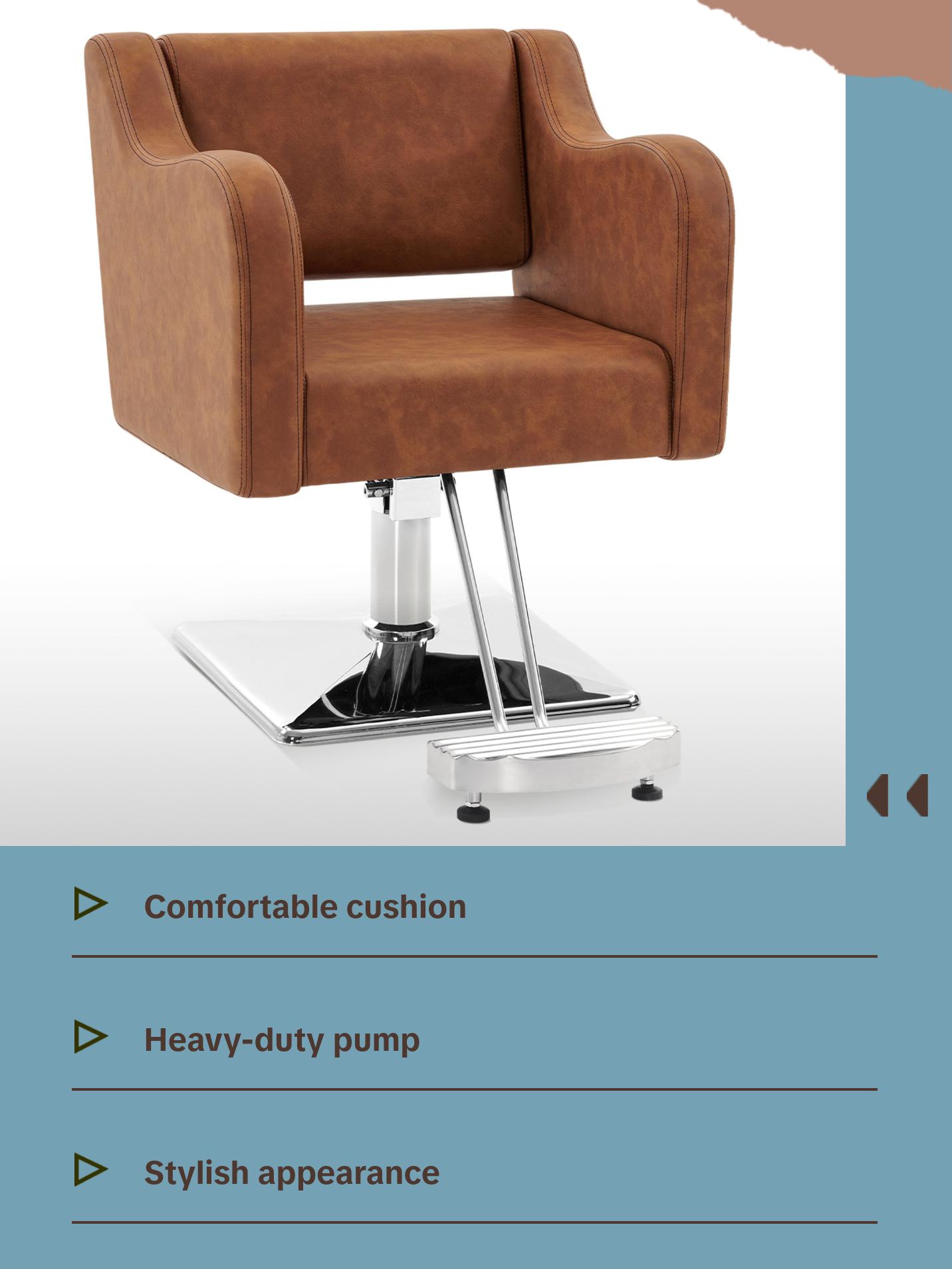 BarberPub Salon Chair for Hair Stylist, Hydraulic Barber Styling Chair Brown 3802