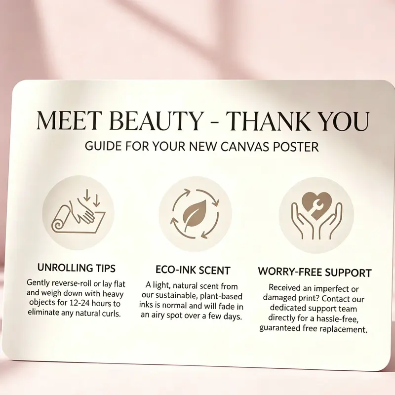 After-Sales Service Card, Home Decor Printed Poster with Gratitude Message for Home Supplies, Customer Appreciation Reminder (Miao Si Dream SB), Printed Text