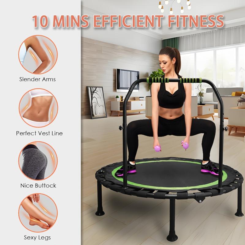 Fitness Trampoline High-Quality 40" Collapsible Mini Trampoline,- Stable & Quiet for Indoor/ Trampoline for Outside adjustable foam handle fitness rebounder exercise trampoline Home Workout Equipment Calisthenics Tools