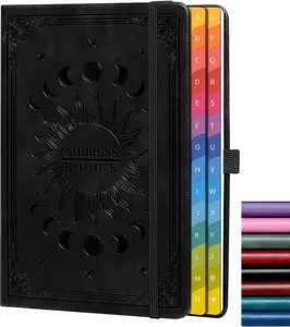 Address Book with Colorful Alphabetical Tabs (8.4" x 5.7")  Hardcover Contact Organizer for Website Passwords, Telephone, Software Licenses, and Important Information  Black