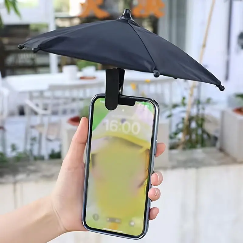 Clip-on Phone Umbrella, Portable Mini Phone Sun Parasol Umbrella, Adjustable Canopy, Sun Protection, Lightweight Canopy, Adjustable Tilt Canopy, Rainproof & Anti-glare for Outdoor/bike Use, Phone Holder Design, Cute Mini Decorative Design