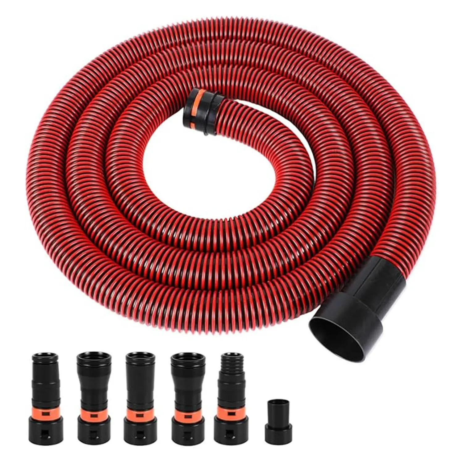Klabb 10ft Plastic Quick Connect Dust Collection Hose Kit, Durable Anti-Kink Flexible & Adaptable Design, 6 Adapters for Woodworking Power Tools/Sanders, Shop Vac/Dust Extraction Compatible for Woodworkers’ Small Shops Clean Workspaces, Strong Suction