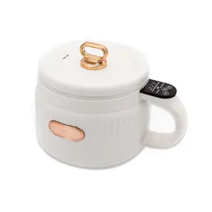 1.6 QT Portable Electric Rice Cooker & Lunch Maker | Multi-Functional & Non-Stick Ceramic Coating | Digital Control Panel | 6 Cook Functions: Rice, Soup, Stew, Porridge & More | Single heated lunch box（White）