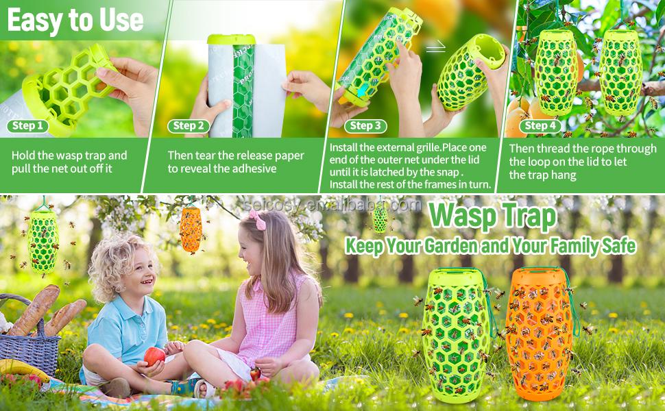 Chingyoo Solid orange Wasp Traps Outdoor Hanging Bee Trap Wasp Repellent Indoor/Outdoor Insect Trap Yellow Jacket Trap Eco-Friendly