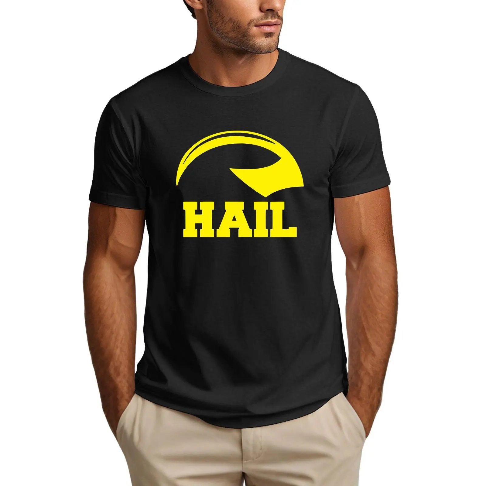 Men's Black Short Sleeve T-Shirt, Team Spirit Wear for Sports Fans, Tailgate Party Clothing