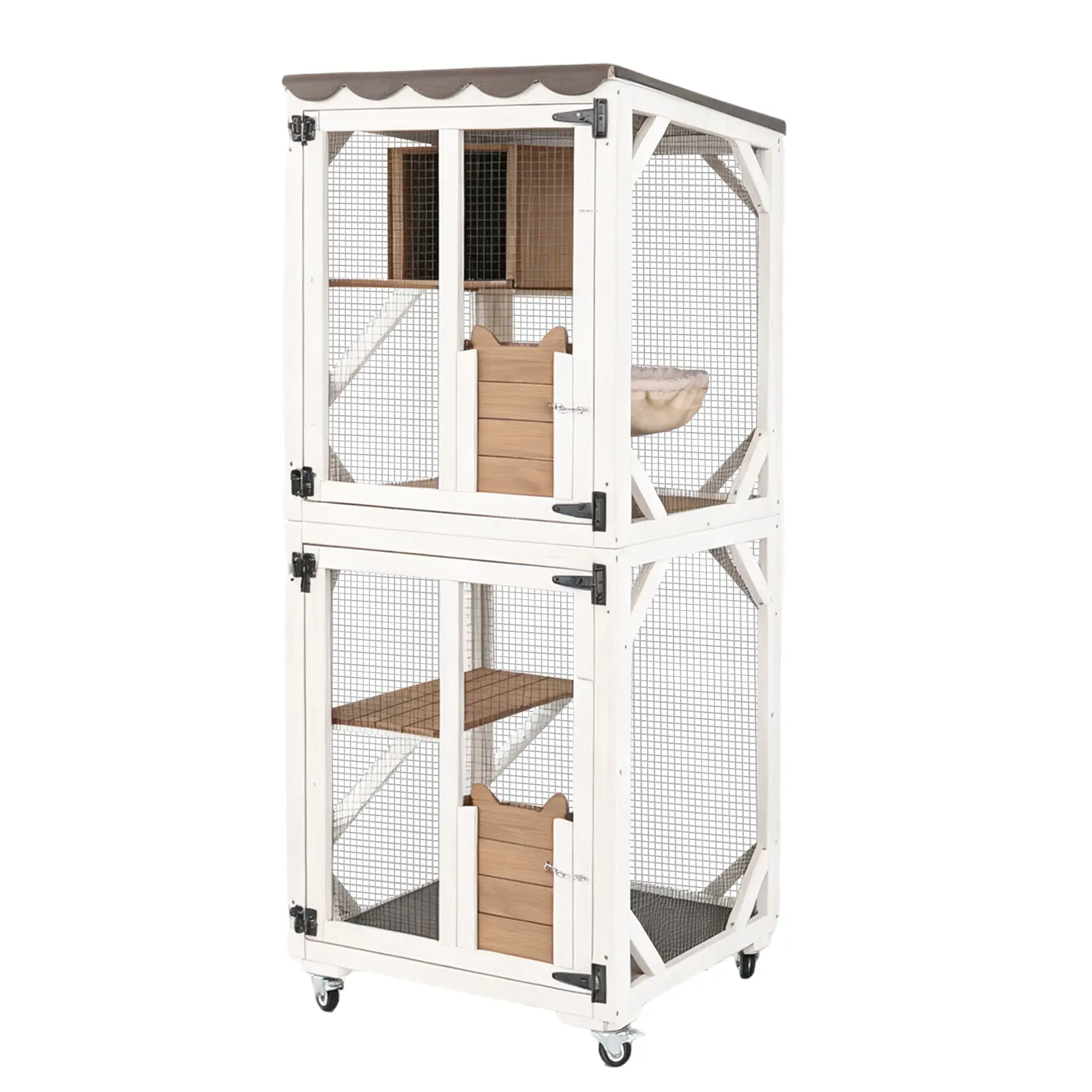 Aivituvin-AIR22-M Medium Wooden Summervibes Outdoor Cat Catio with Wheels| Connecting with Window,Cat Furniture,Cat Enclosure connect to slider door