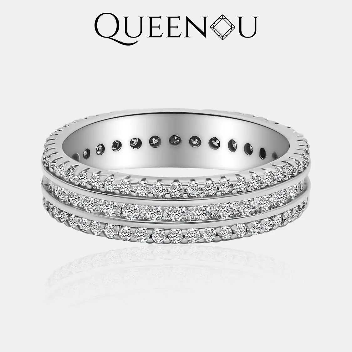 【898】Promotional Artificial Gemstone Ring, Moissanite Band Ring, Chilled Moonlight Synthetic Moissanite Diamond Alternative Jewelry Accessory