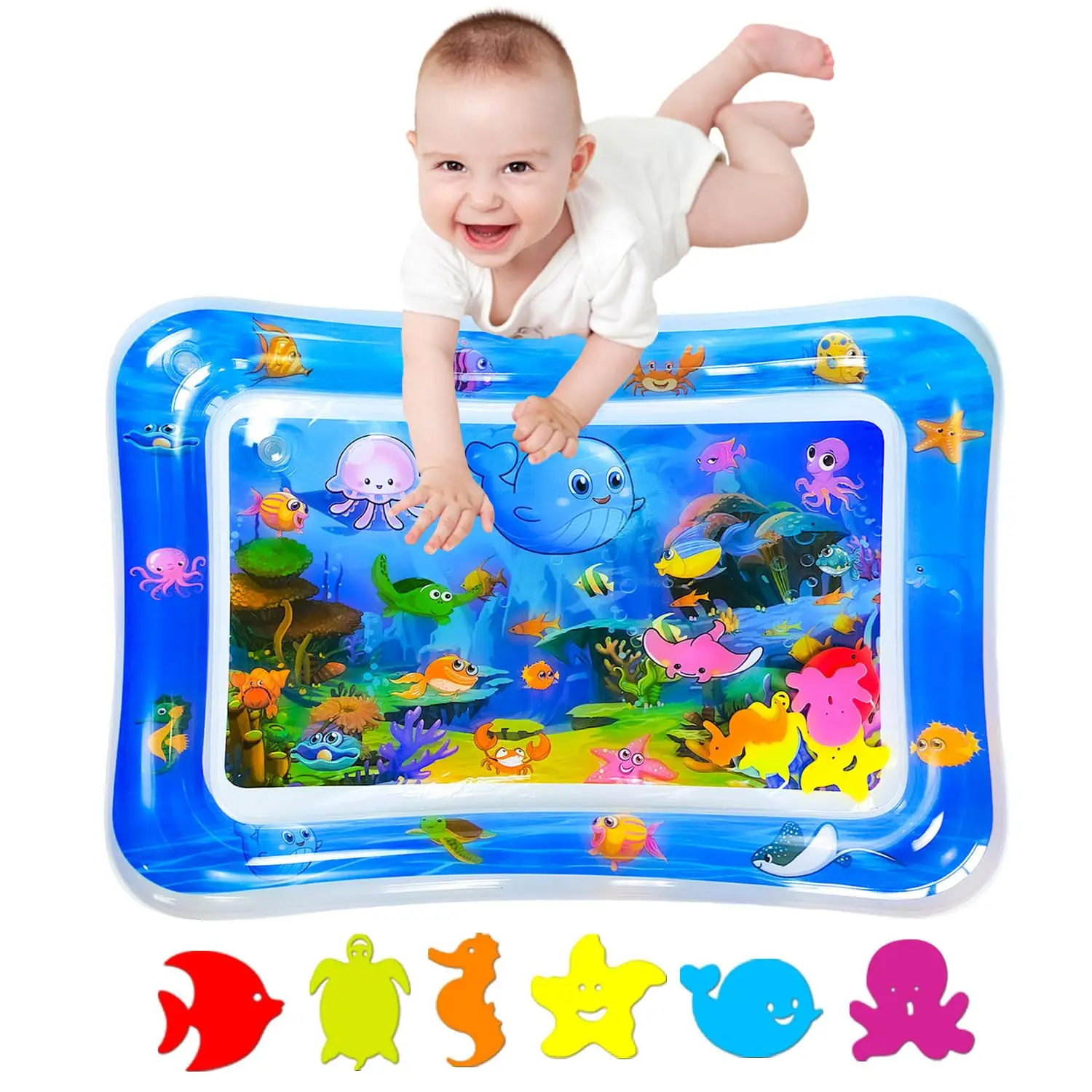 Baby Water Play Mat Water pad Can Be Used All Seasons for Infants Toddlers Early Development Activities Inflatable Tummy Time Water Mat for 3-48 Month