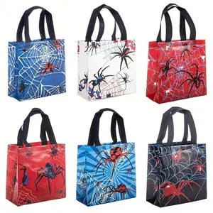 Spider Print Gift Tote Bags, 6pcs/30pcs Set, Ideal for Celebrations & Parties, Durable Handles, Perfect for Shopping & Gifts
