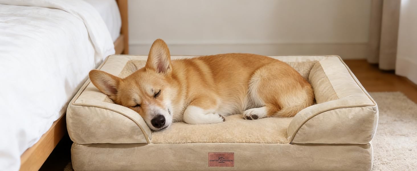 Medium Dog Beds Waterproof Orthopedic Foam Dog Beds for Medium Dogs Sofa Comfy Pet Bed with Washable Removable Cover & Non-Slip Bottom