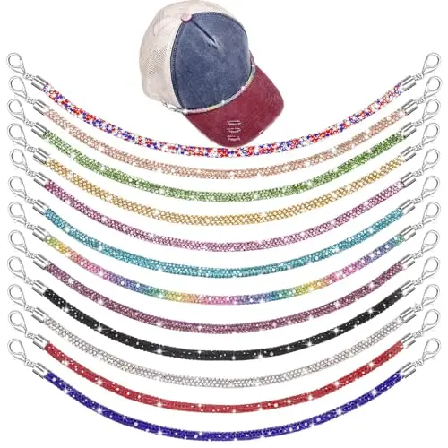 12 Pcs Rhinestone Rope Hat Chains