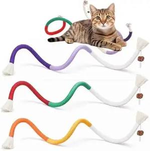 Cat Toys Chew Ropes 3Pcs , Safe Teeth Cleaning Toy for Indoor Kittens, Interactive Cat Nip Kitty Toys for All Breeds 27.56 Inches