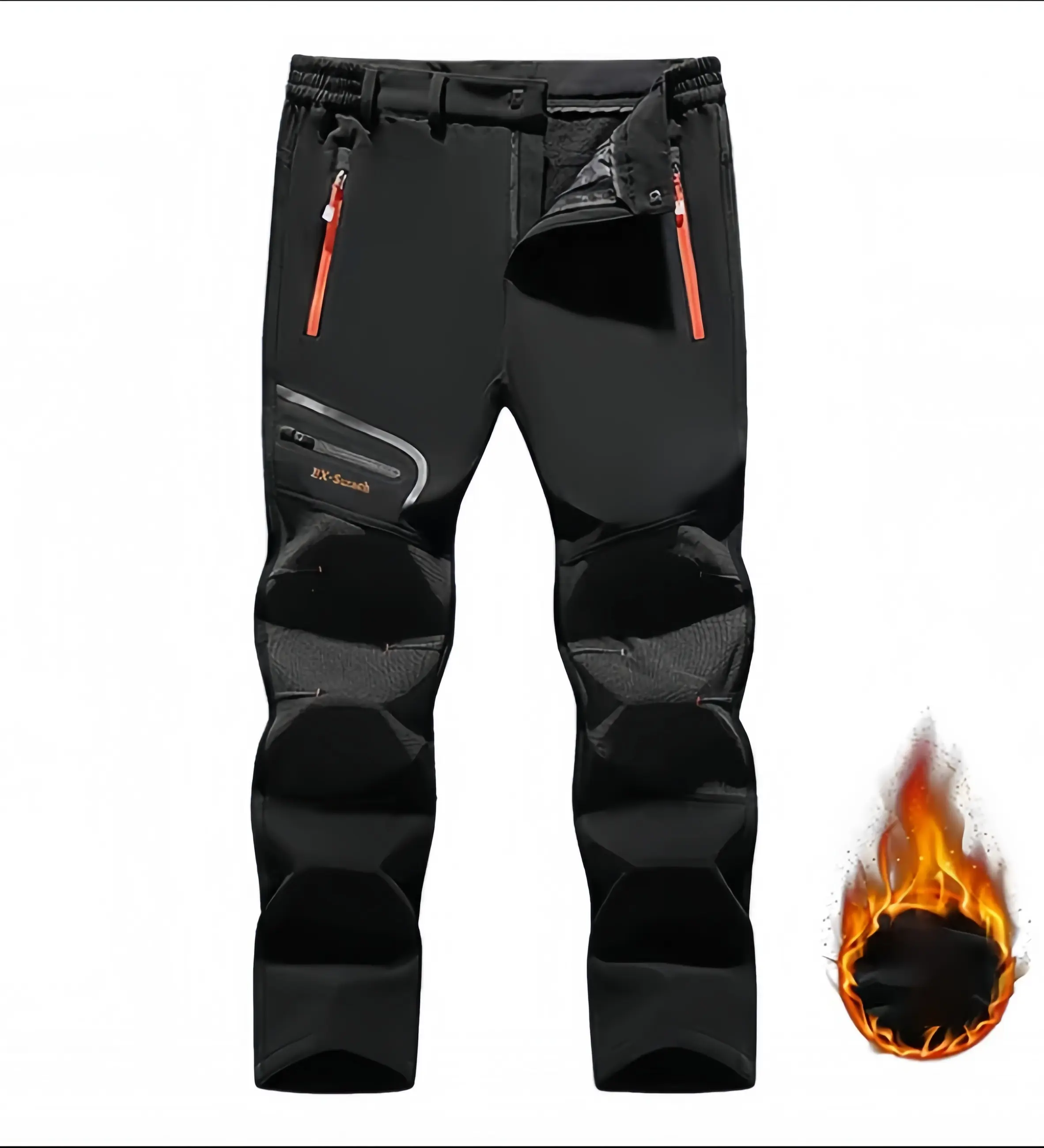 Men's Trousers in a Textured Fabric, Stylish Loose-Fit Long Pants with Multiple Pockets for Outdoor Menswear, Plain, Casual Comfy Trouser, Elastane, Mid Waist, Contrast Color Patchwork, Loose-Fitting, Machine Washable, Normal Type, Polyester