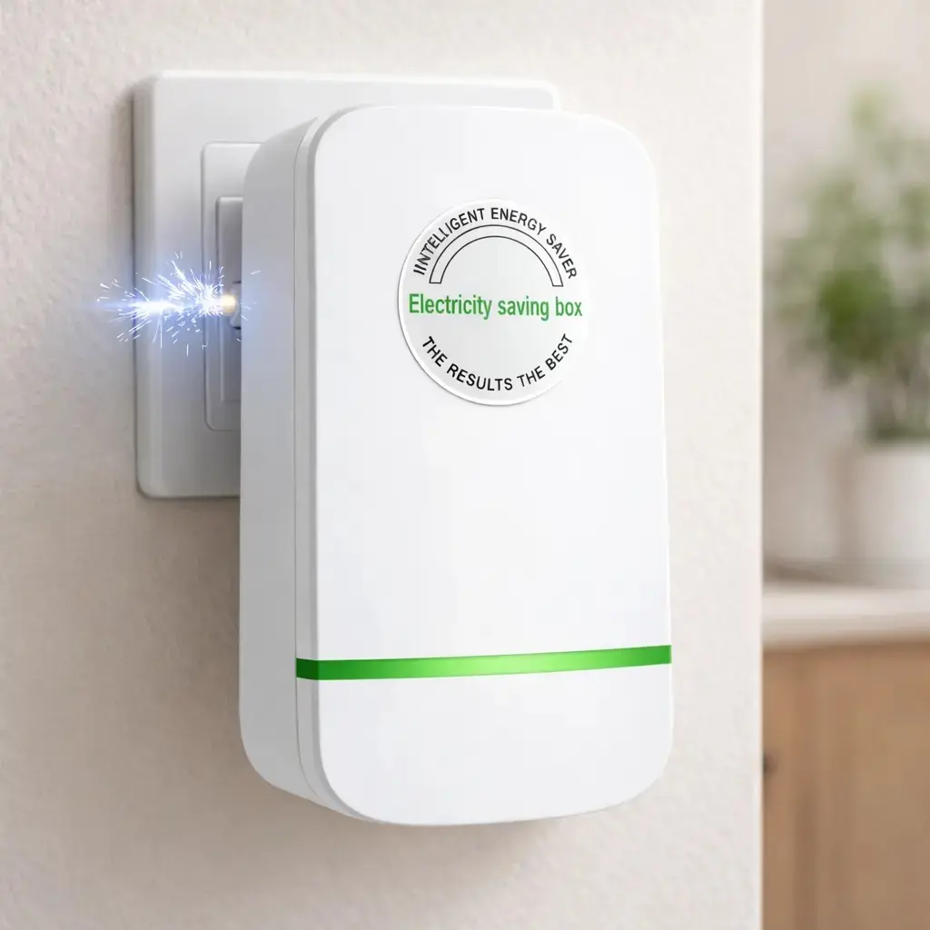 Energy-Saving Box, Energy-Saving Device, Smart Energy-Saving Plug, Power Saver, Voltage Optimization, Surge Protection, Temperature Regulation, Outlet, Home & Office, Compact Plug-and-Play Design, Energy Efficiency
