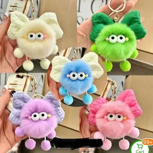 Plushy Funny Faces Keychains - Adorable Soft Fur Keychains in Assorted Colors for Kids & Adults - Perfect for Bags & Keys