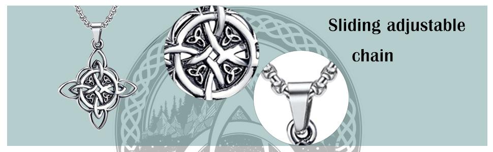 Stainless Steel Celtic Knot Pendant Necklace for Men Women Irish Knot Amulet Jewelry Vintage Lucky Celtic Jewelry