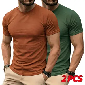 Men’s solid-color basic T-shirt pack (3 pieces). Breathable, moisture-wicking, available in multiple colors for versatile styling, suitable for summer wear in all situations.