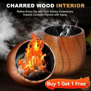 [Buy 1 get 1 free] Wooden whiskey and bourbon glasses, burnt or uncut vintage drinks, men's unique bourbon gifts, premium drinks for whiskey enthusiasts, elegant wooden utensils for home bars, perfect gifts for special occasions, Perfect Holiday Gift