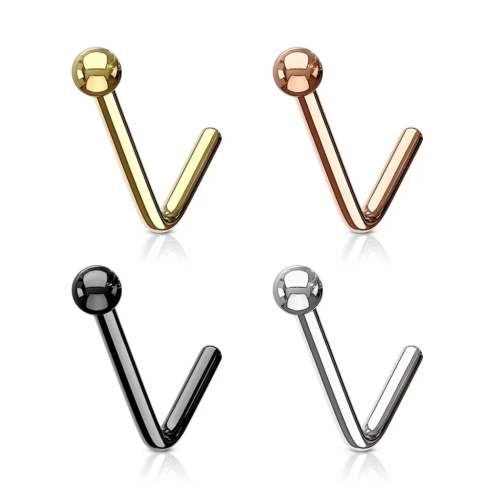 20G/18G Small Ball Nose Stud • L Bend Nose Ring • L Shaped Nose Bone • L Shape Nose Ring • Tiny Ball Nose Stud • Dainty Nose Piercing • Gold • Silver • Black • Rose Gold