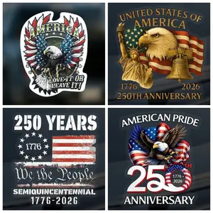 5 Styles USA 250th Anniversary Car Decals, Patriotic Window Vinyl Stickers Waterproof Self-Adhesive Decor for Auto Truck SUV, 5 Pieces Each Style