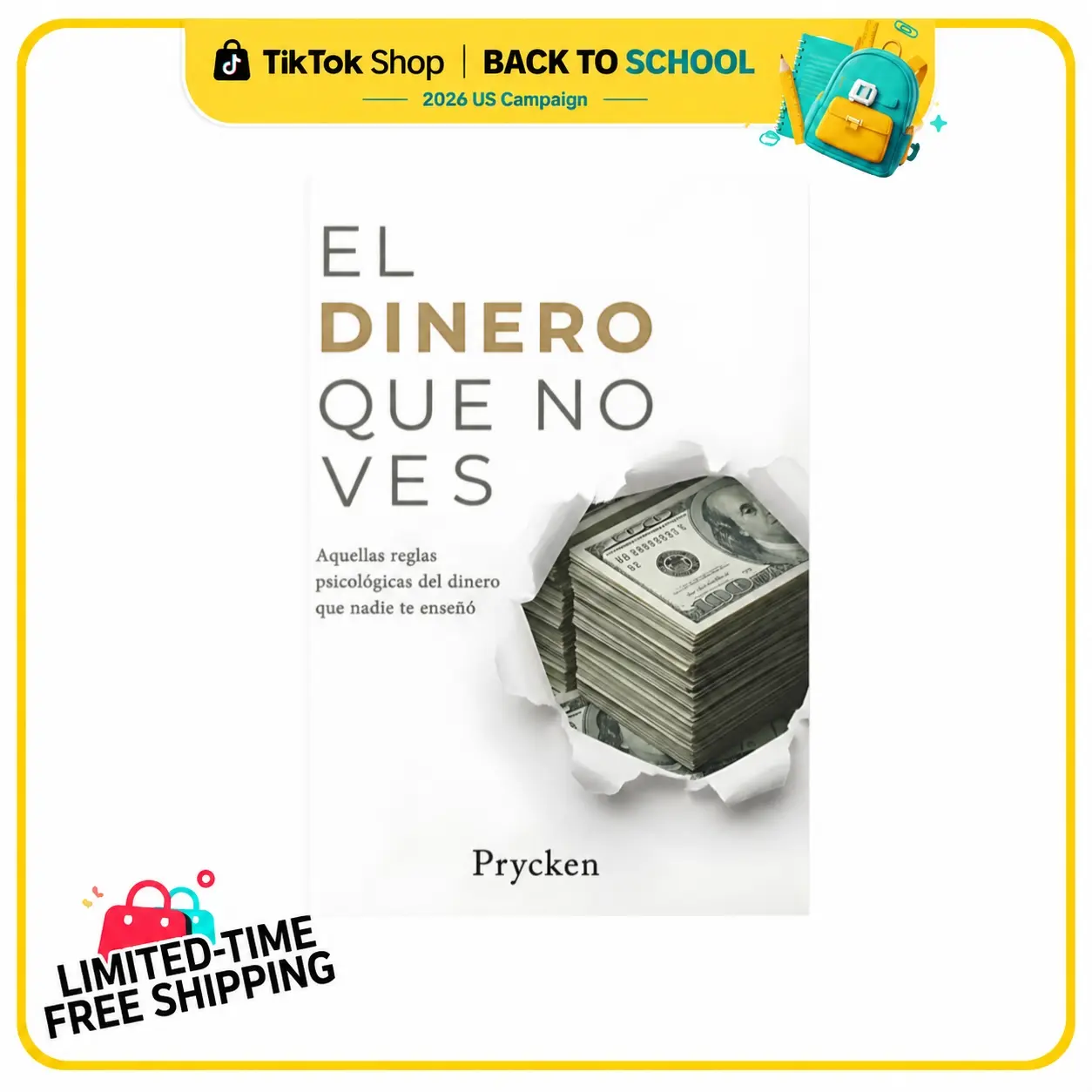 [Back To School]Prycken " El Dinero Que No Ves" Aquellas reglaspsicológicas del dineroque nadie te enseñó.A book on financial decision-making psychology, ideal for improving personal finances，Spanish speakers, suitable as a gift for friends or family.