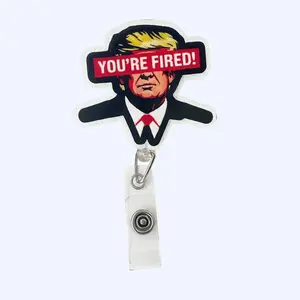 Funny Fired-Themed Retractable Badge Holder, Cartoon ID Badge Reel with Clip, Cute Work Badge Holder for Medical Staff & Office Workers