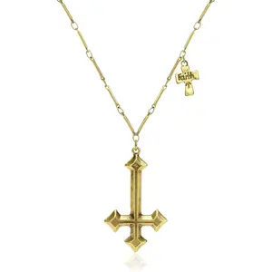 Satanic Inverted Cross Necklace: 18K Gold Plated Gothic Upside Down Cross Pendant Necklace Satanic Jewelry Halloween Christmas Gifts for Women Men