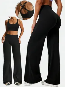 Women's Fashion Comfortable Sports Set, Fitness Sport Outfits, Tank Top & Straight Leg Pants, Outdoor Running Yoga, 2 Piece Sportswear