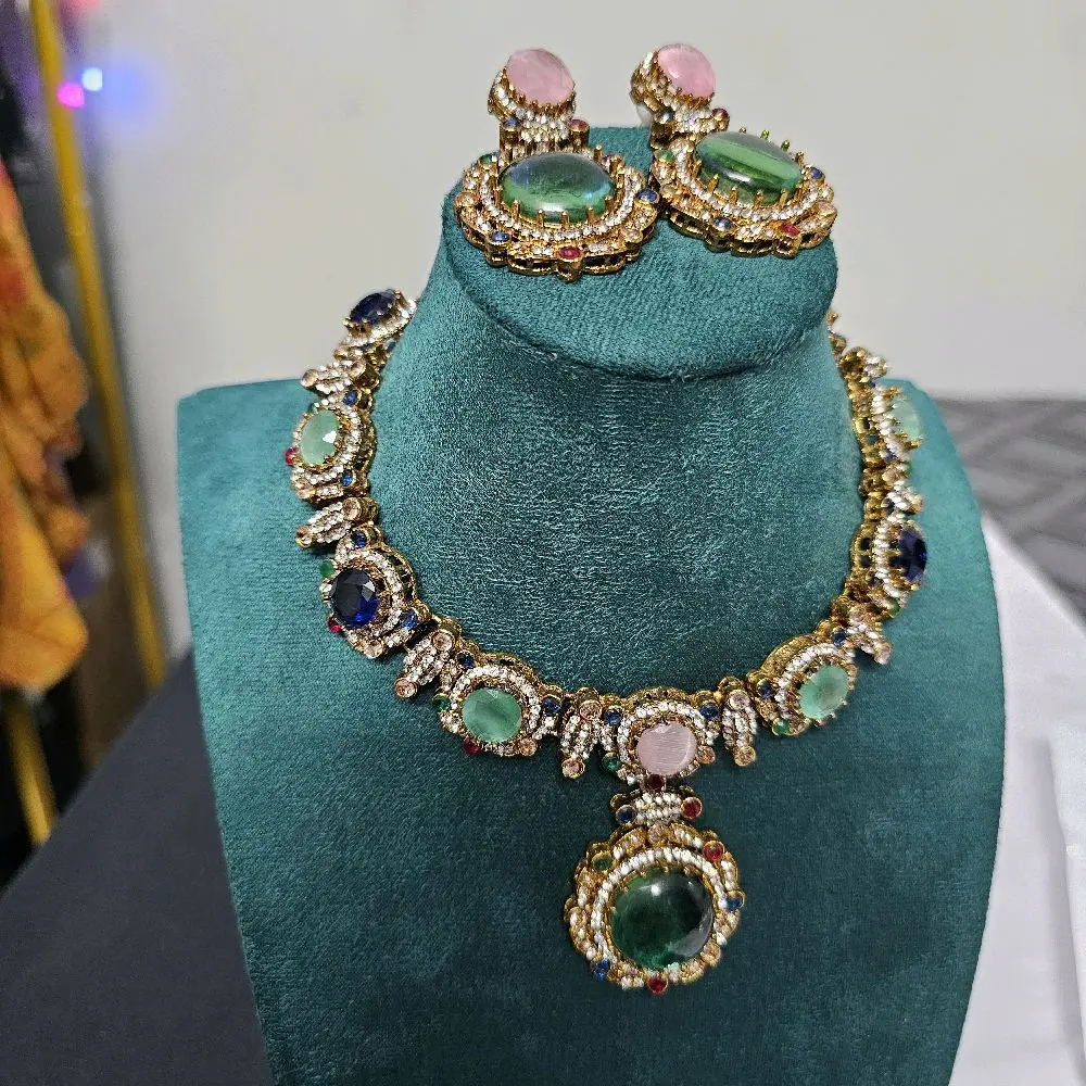 indian Pakistani jewelry set necklace and earrings premium quality