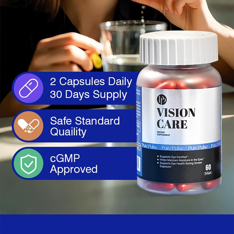 Pure Pulse Vision Care Eye Support Dietary Supplement for US Customers - 60 Count Bottle