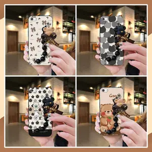 Simplicity Dirt-resistant Phone Case For iphone 5/5S/SE protective case Cartoon Skin-friendly feel silicone Waterproof soft case Back Cover cute Bear bracelet Anti-knock