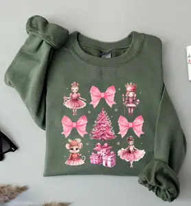 Nutcracker Coquette Sweatshirt, Christmas tshirt, Coquette Bow Sweater, Ballet Doll Coquette Shirt, Ballet core Sweatshirts, Soft Cotton tee