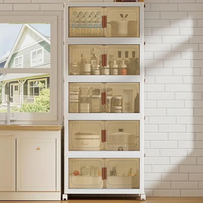 70cm 2-3-4-5 layers Plastic Storage Box Organizer, Stackable Storage Box, Covered Storage Box, Storage Container Organizer for Kitchen, Bedroom, Living Room, Study, Office, Foldable Storage Box, Space Saving, Practical Storage Cabinet