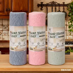 40pcs Ultrafine Fiber Cleaning Cloth Rolls, 10-Inch Reusable Tear-Off Microfiber Towels, Washable Super Absorbent Dry Wipes for Car, Home, Garage, or Shop - Gray/Pink, Cleaning Supplies