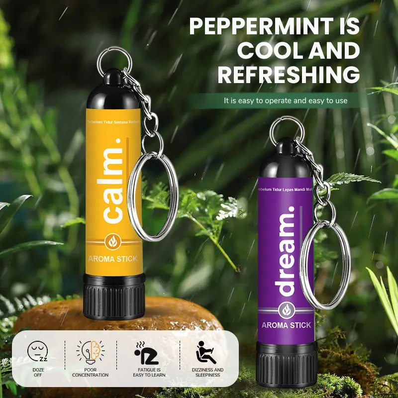 Energy Bars Solution 2PSC Mint Flavor Nasal Inhaler 2 Hole Design Natural Menthol Balm for Fatigue Relief Daily Essential Oil Boom Boom Stick Oral
