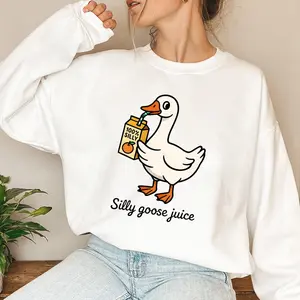 Silly Goose Sweatshirt | Funny Unisex Sweater | Casual Long Sleeve Crew Neck Sweatshirt for Fall & Winter | Women's Clothing for Daily Wear