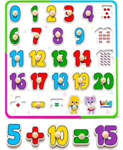 Lucas & Friends Wooden Montessori Peg Number Puzzle for Toddlers, Toys for Boys, Learn 0-20 Numbers with Math Symbols, Preschool Maths Toy for Kids Ages 3-5, Durable, Math Teaching Aid