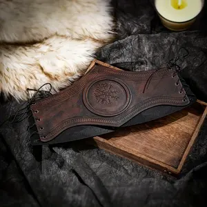 Viking Queen Elegant Corset Waistband, Vintage Medieval Rune Warrior Belt, Halloween LARP Renaissance Witch Queen Elf Fairy Cosplay Accessory, No Feather